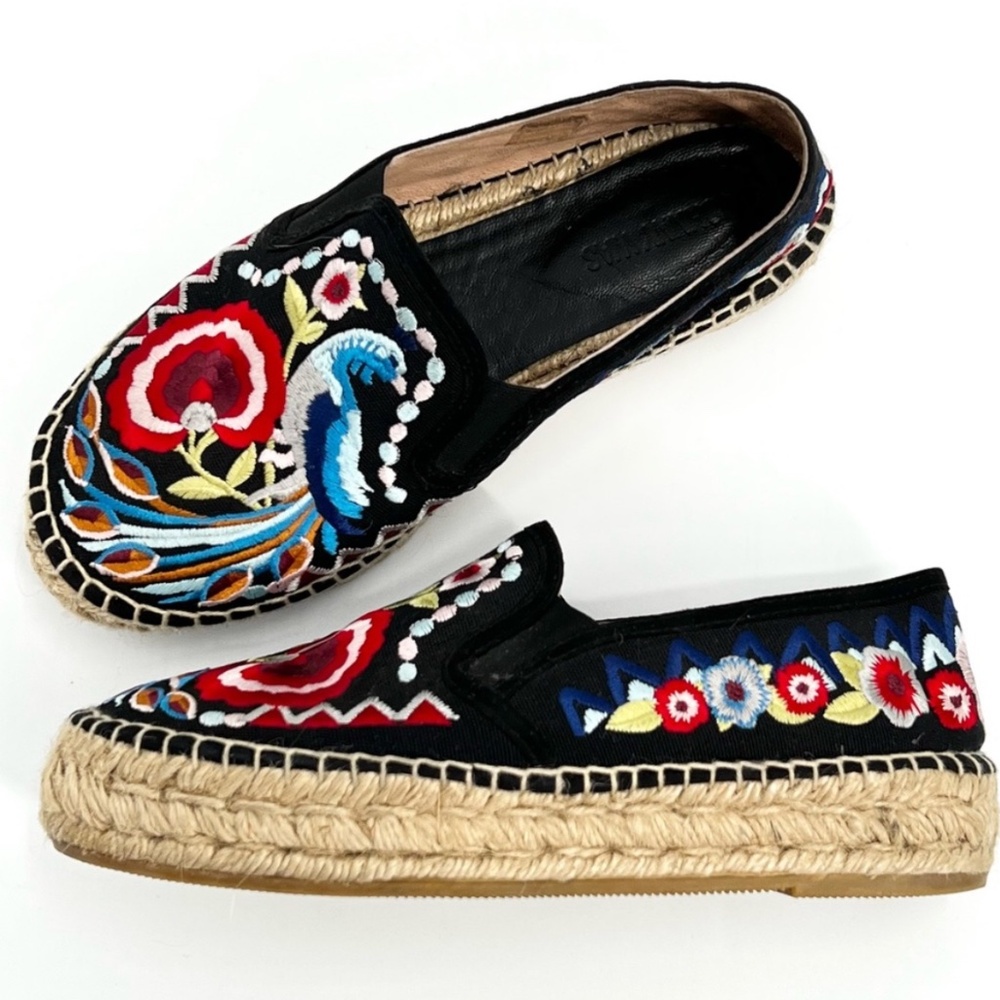 Johnny Was Isaac Embroidered Peacock Espadrilles 37